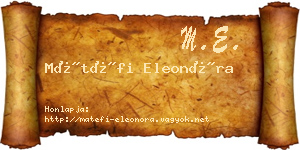 Mátéfi Eleonóra névjegykártya